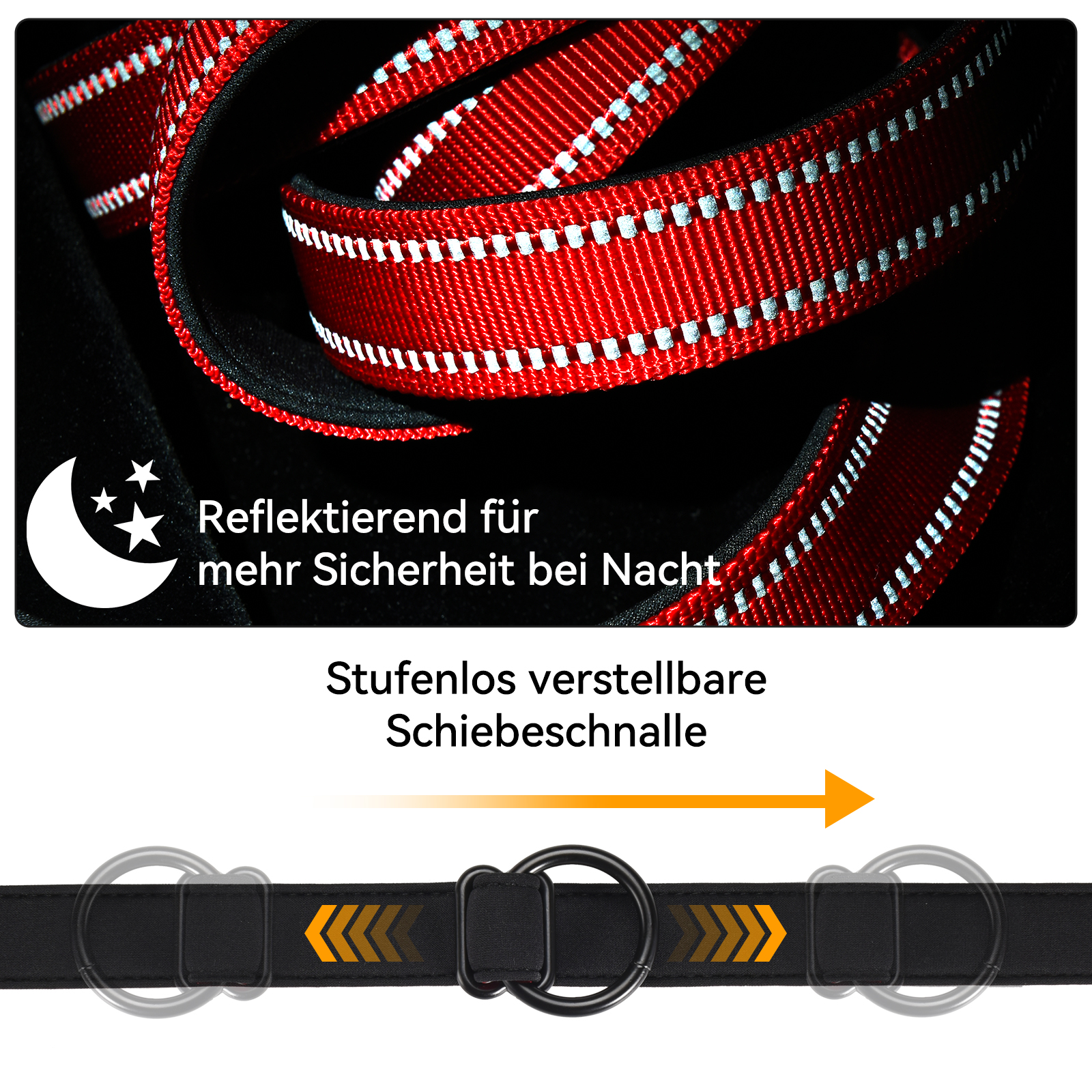 LinaPet Hundeleine 3m x 2,5 cm, Reflektierend – Verstellbare Doppelleine – Bild 7