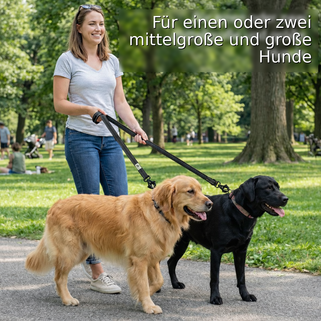 LinaPet Hundeleine 3m x 2,5 cm, Reflektierend – Verstellbare Doppelleine – Bild 3