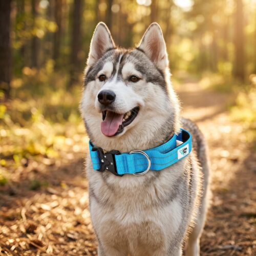 Türkise reflektierende Hundehalsband von Lina Pet