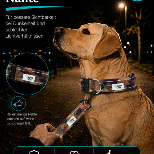 Camouflage reflektierende Hundehalsband von Lina Pet