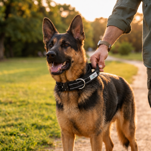 Schwarze reflektierende Hundehalsband von Lina Pet