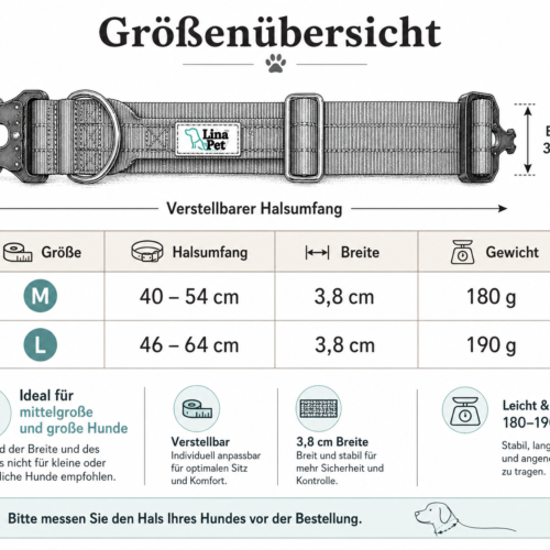 Schwarze reflektierende Hundehalsband von Lina Pet